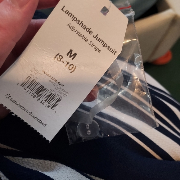 Time And Tru Blue/White Stripped Jumpsuit NWT Size Medium - Picture 7 of 8